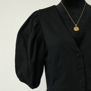 H&M Black Cotton A-line Balloon Sleeve Dress NWT